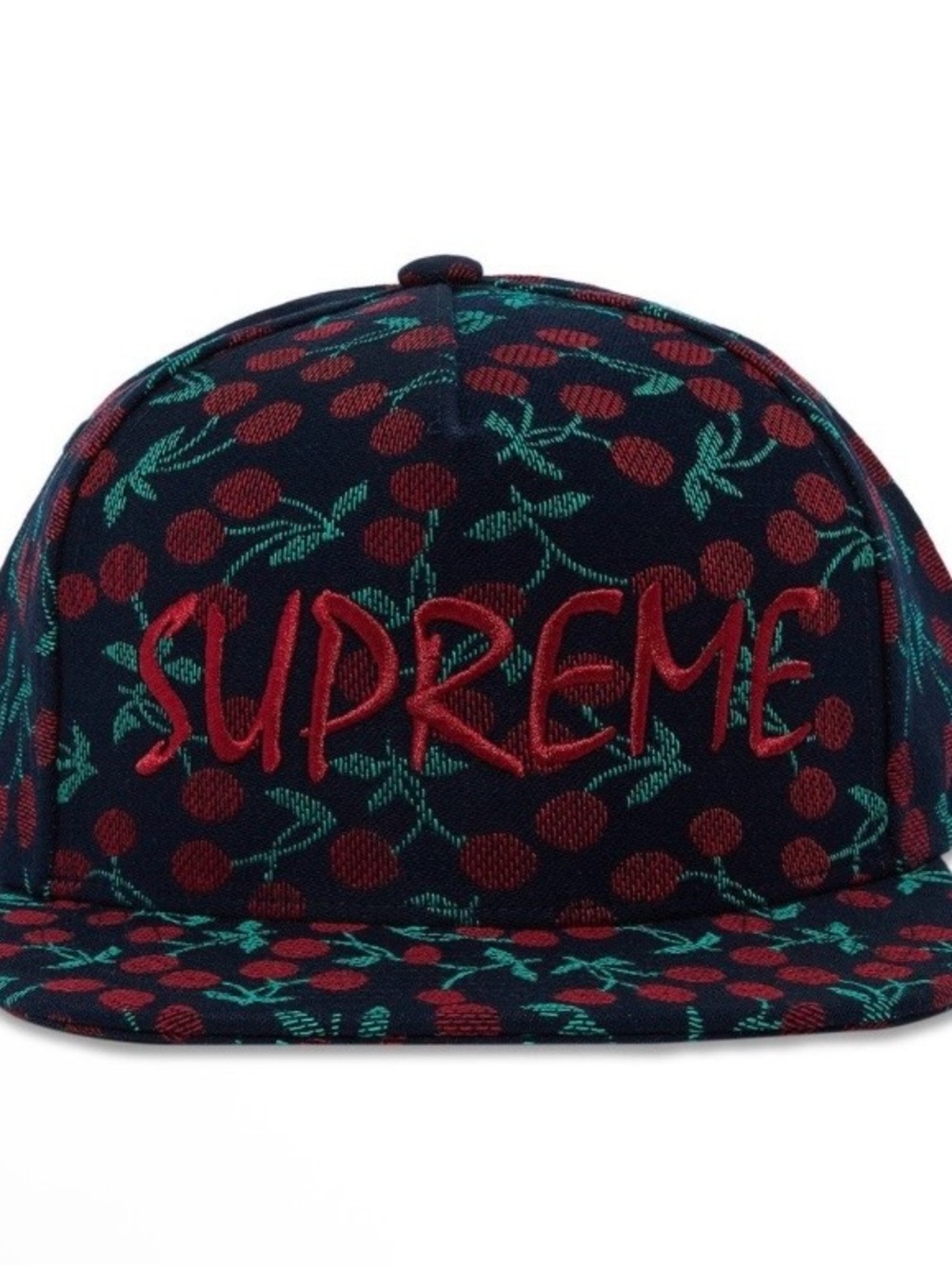 NWT Supreme Navy Snapback Hat with Red Cherry Embroidery